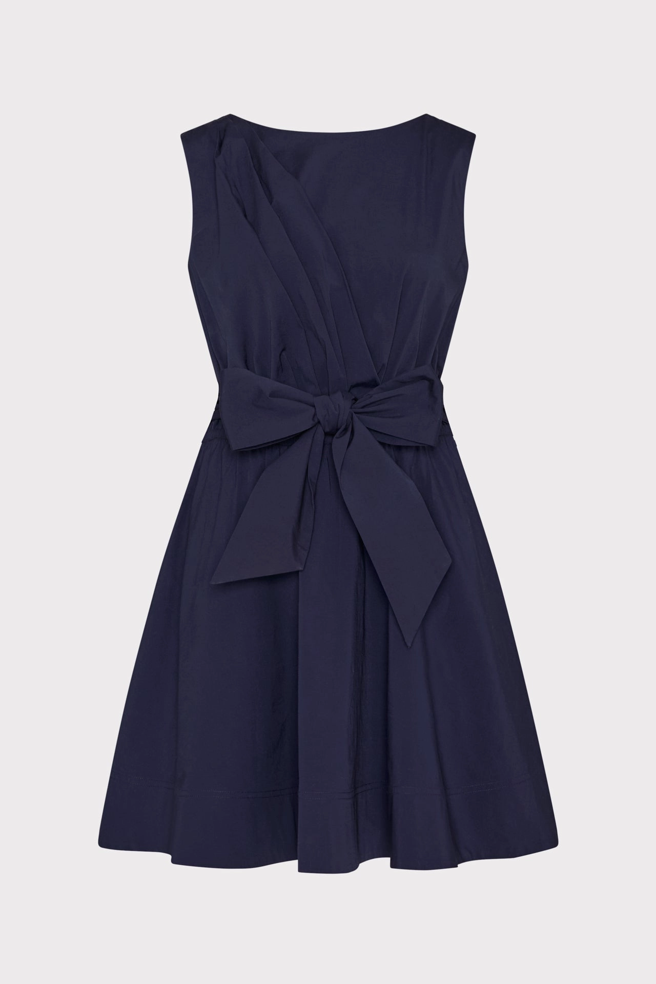 Chic Casual Wear Cocktail Ready Draped Poplin Sleeveless Mini Dress