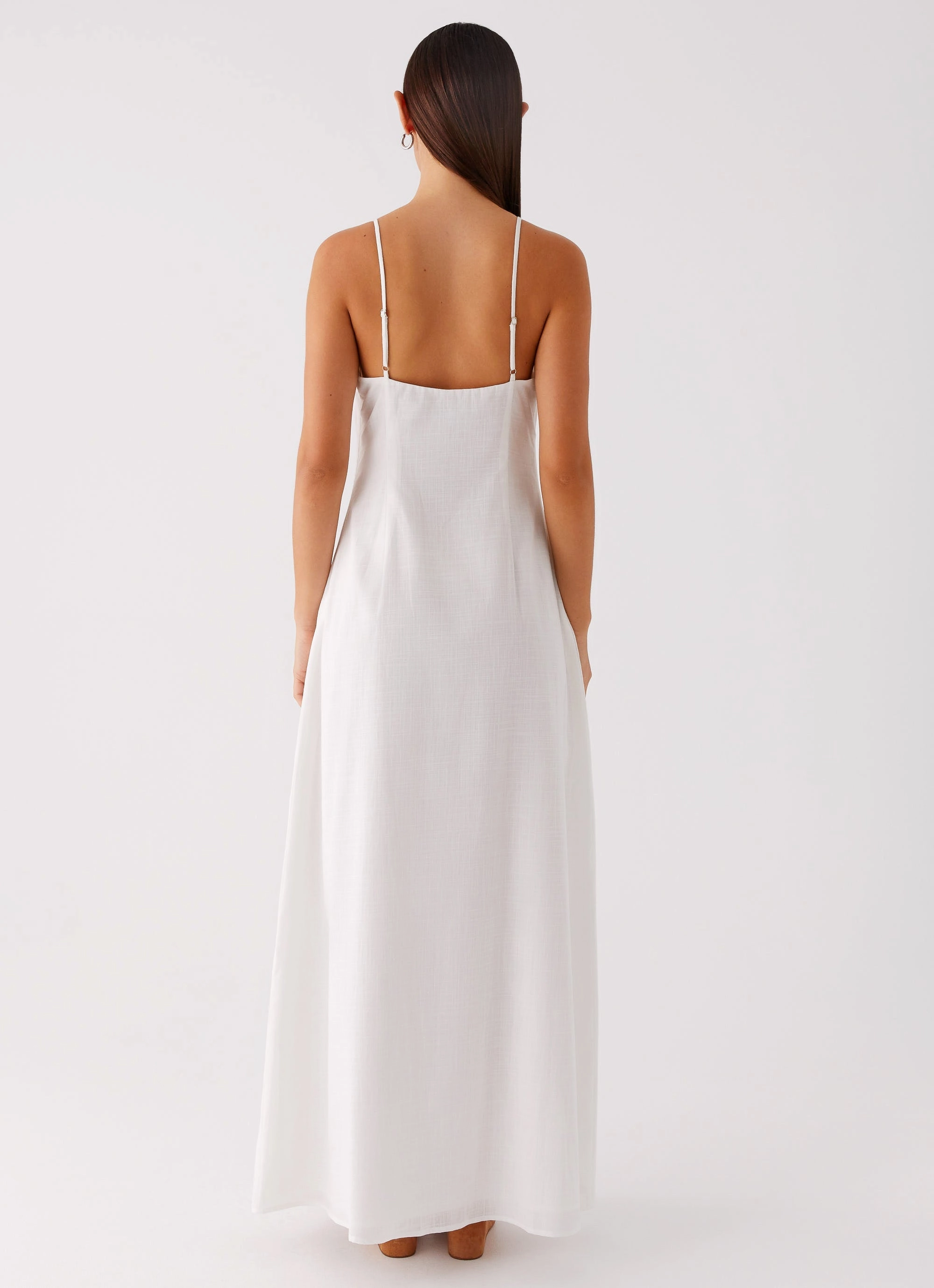 Madeleine Scoop Neck Maxi Dress - Off White Luxe style