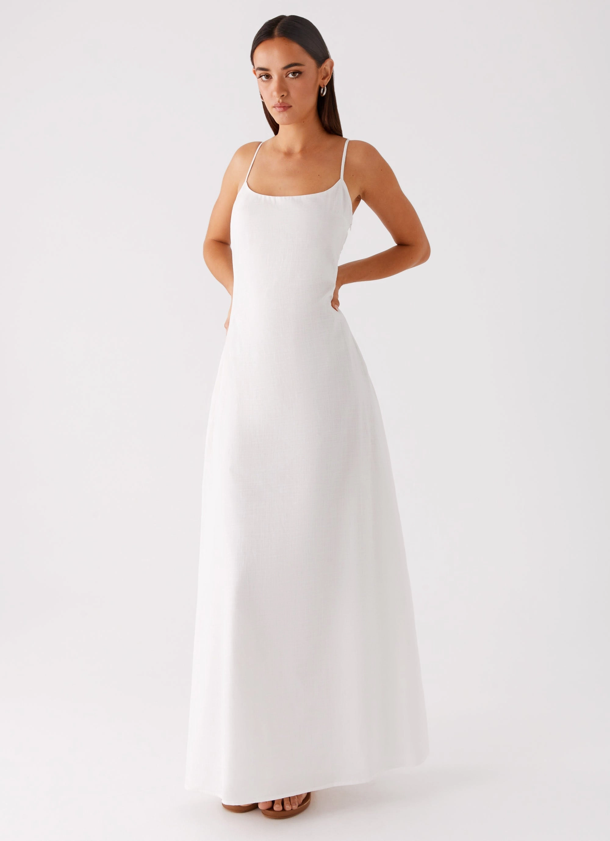 Versatile sundress Luxe Wear Madeleine Scoop Neck Maxi Dress - Off White
