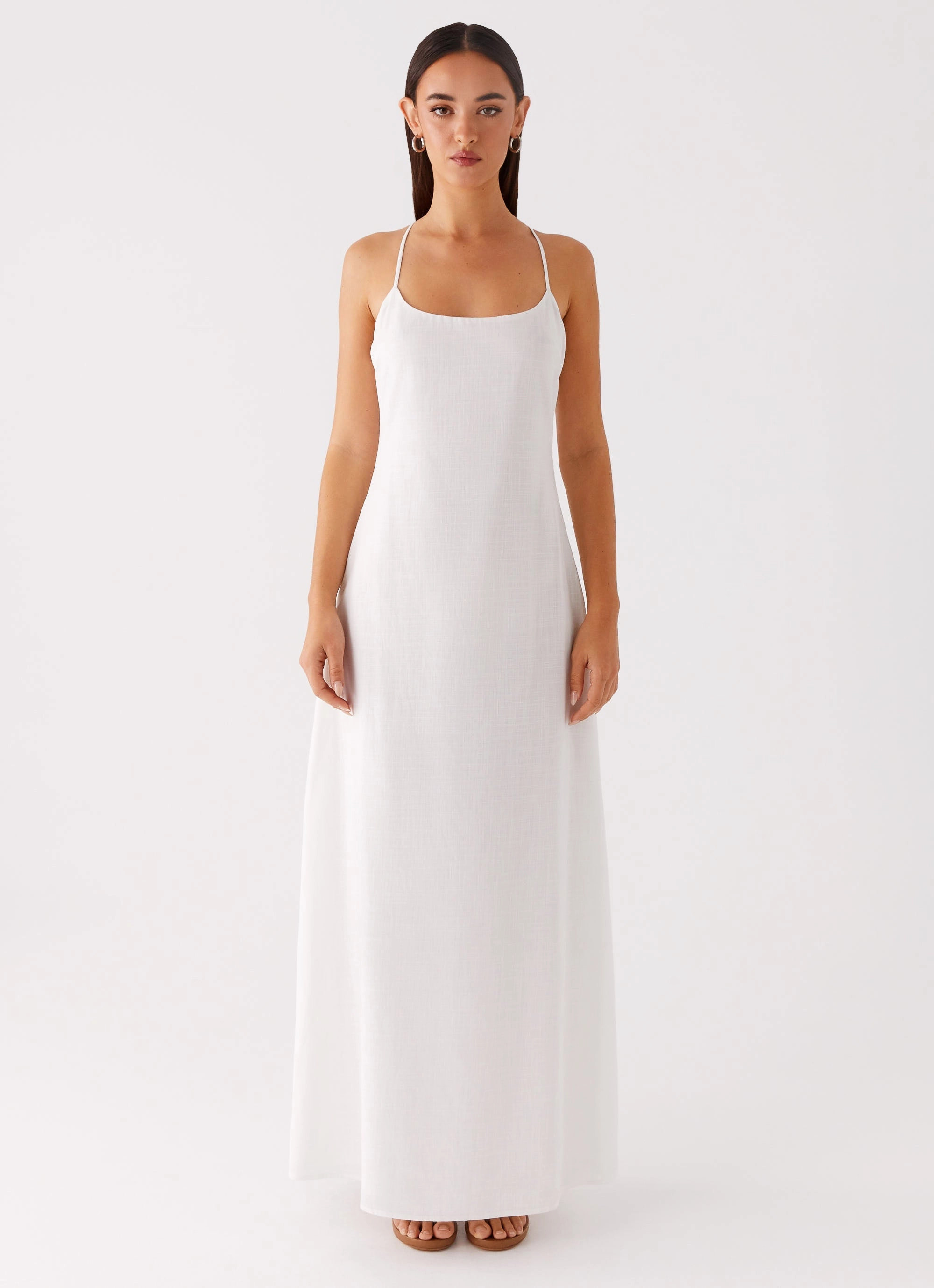 Madeleine Scoop Neck Maxi Dress - Off White Fashionable Layers Abstract Pattern