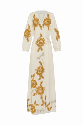 Sleek Flow Silky Mood Embroidery Wool Gauze Dress