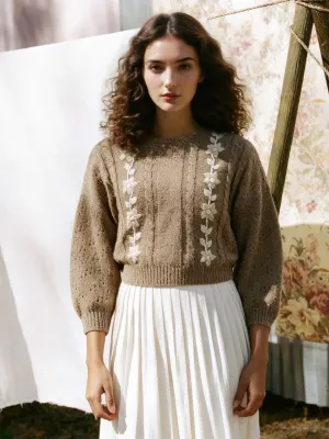 NonScratchSurface Paislee Round Neck Jacquard Sweater