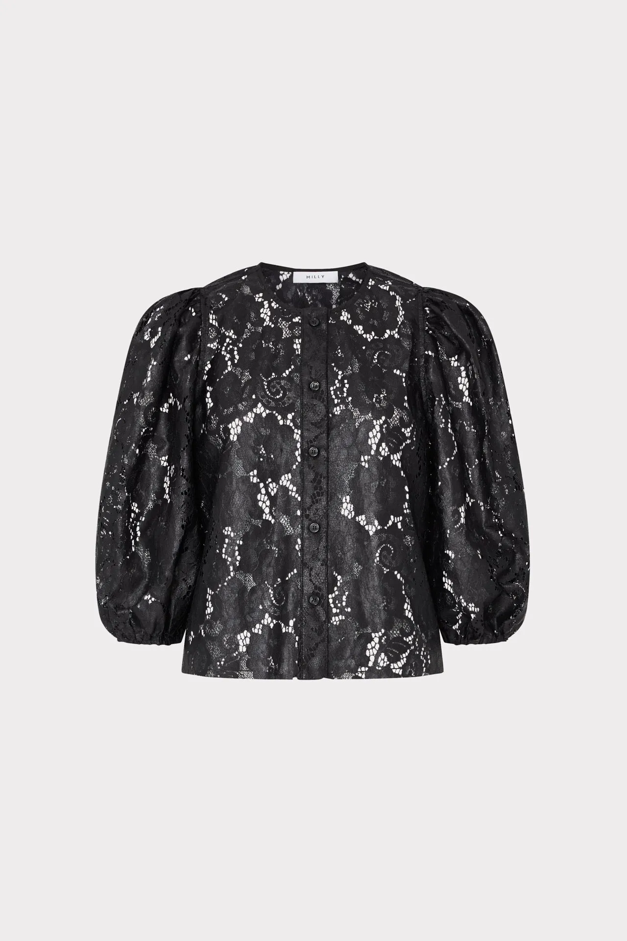 Nannie Textured Lace Top Contrast Stitch PlacketDetail