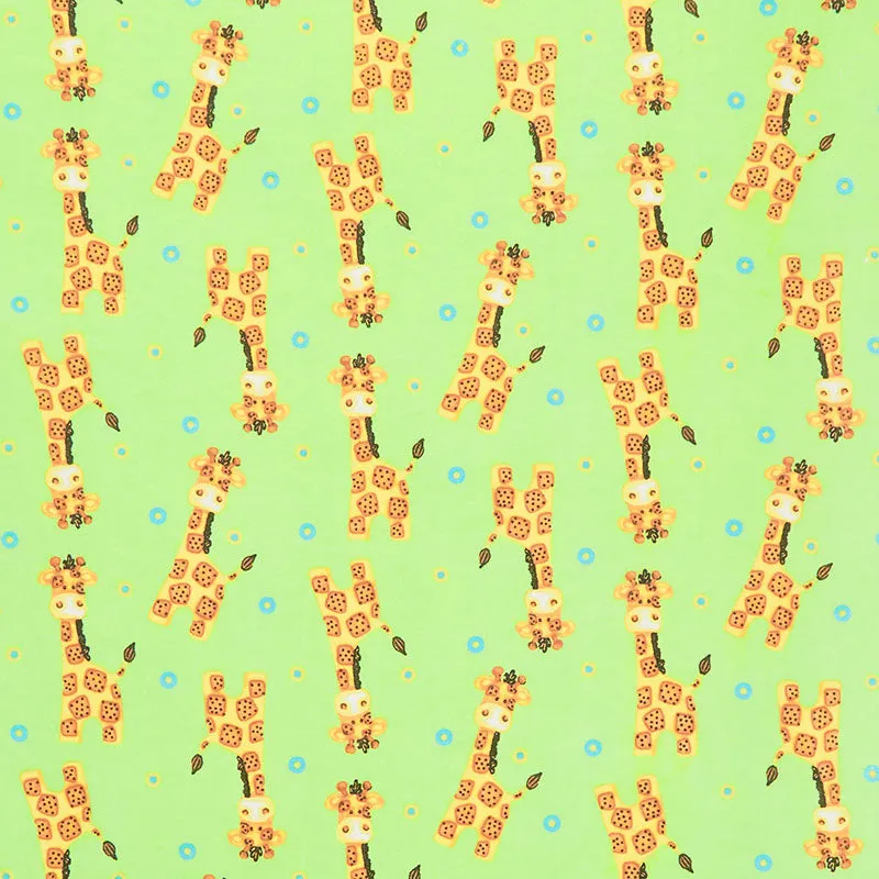 Comfy Flannel® - Standing Giraffes Green Yardage