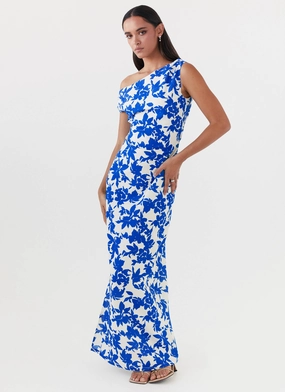 Pyper Off Shoulder Maxi Dress - Blue Floral Perfect Proportion Comfy Yet Stylish