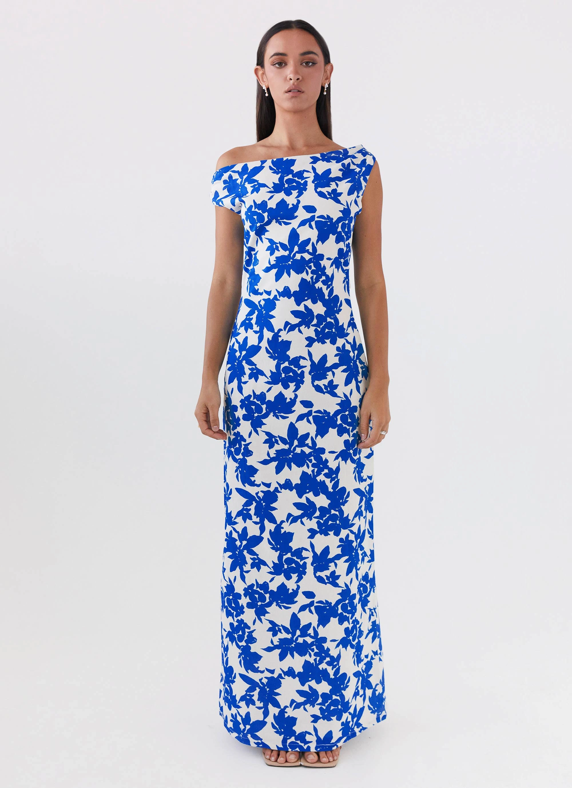 Fall Ready Pyper Off Shoulder Maxi Dress - Blue Floral