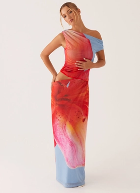 Santa Monica Maxi Dress - Blue Floral High-waist