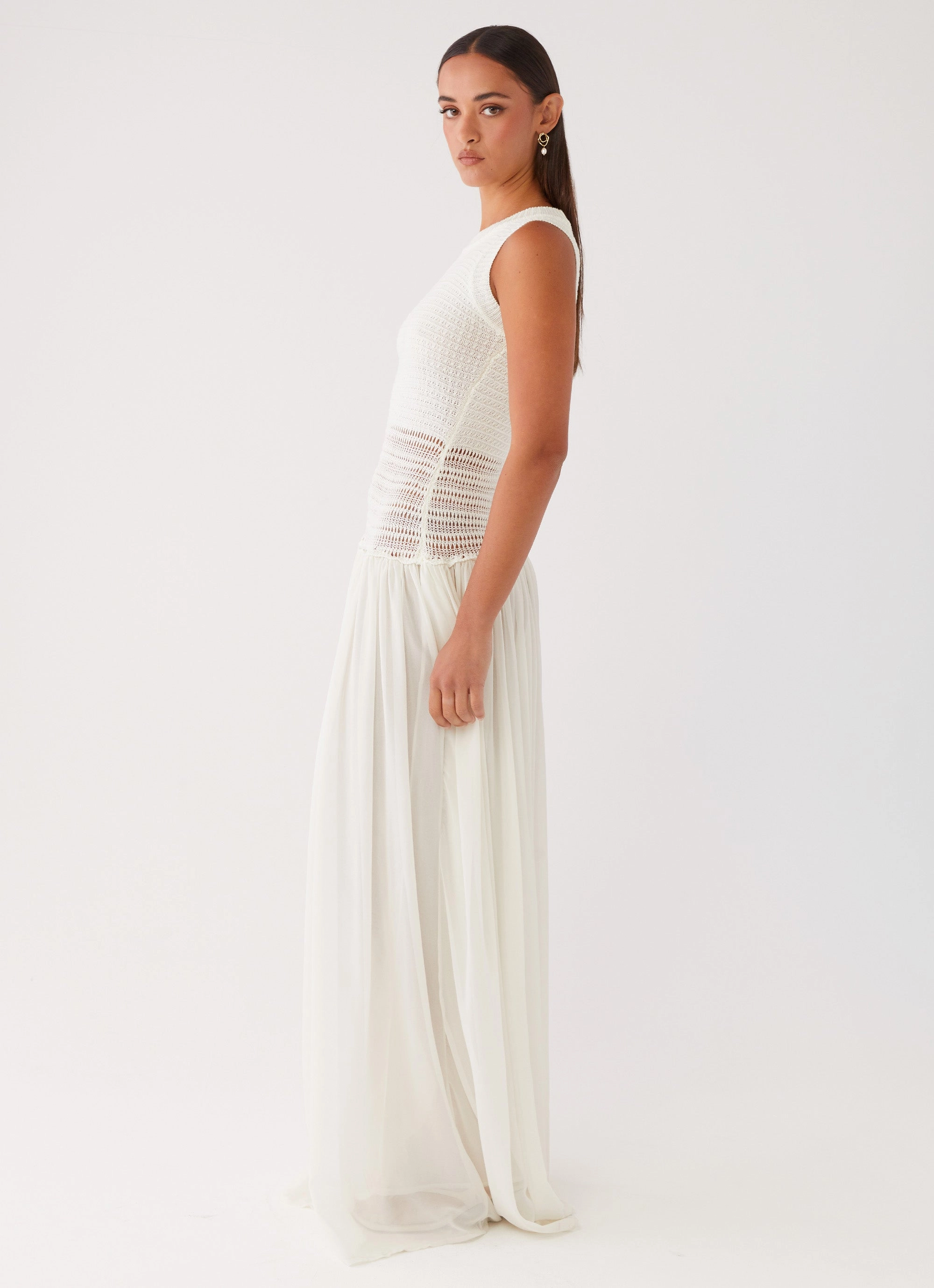 Off Grid Crochet Maxi Dress - White Comfy Yet Stylish