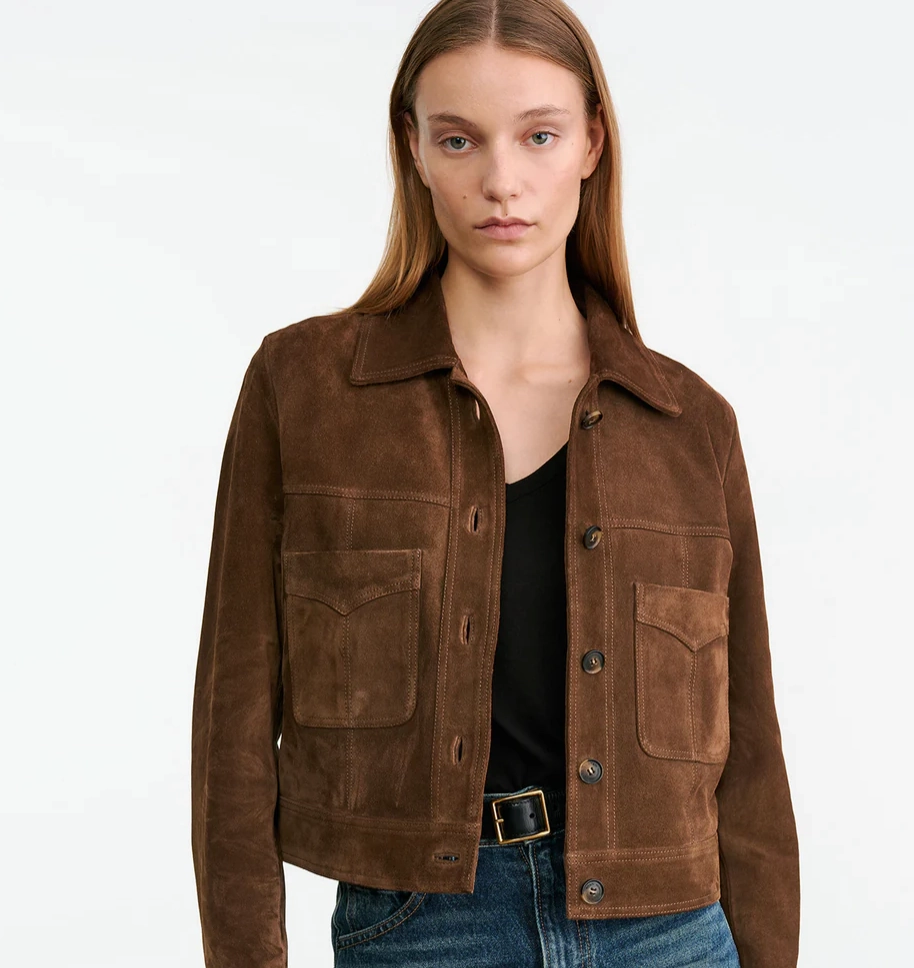 Susannah Suede Jacket in Hazelnut Transitional Weather