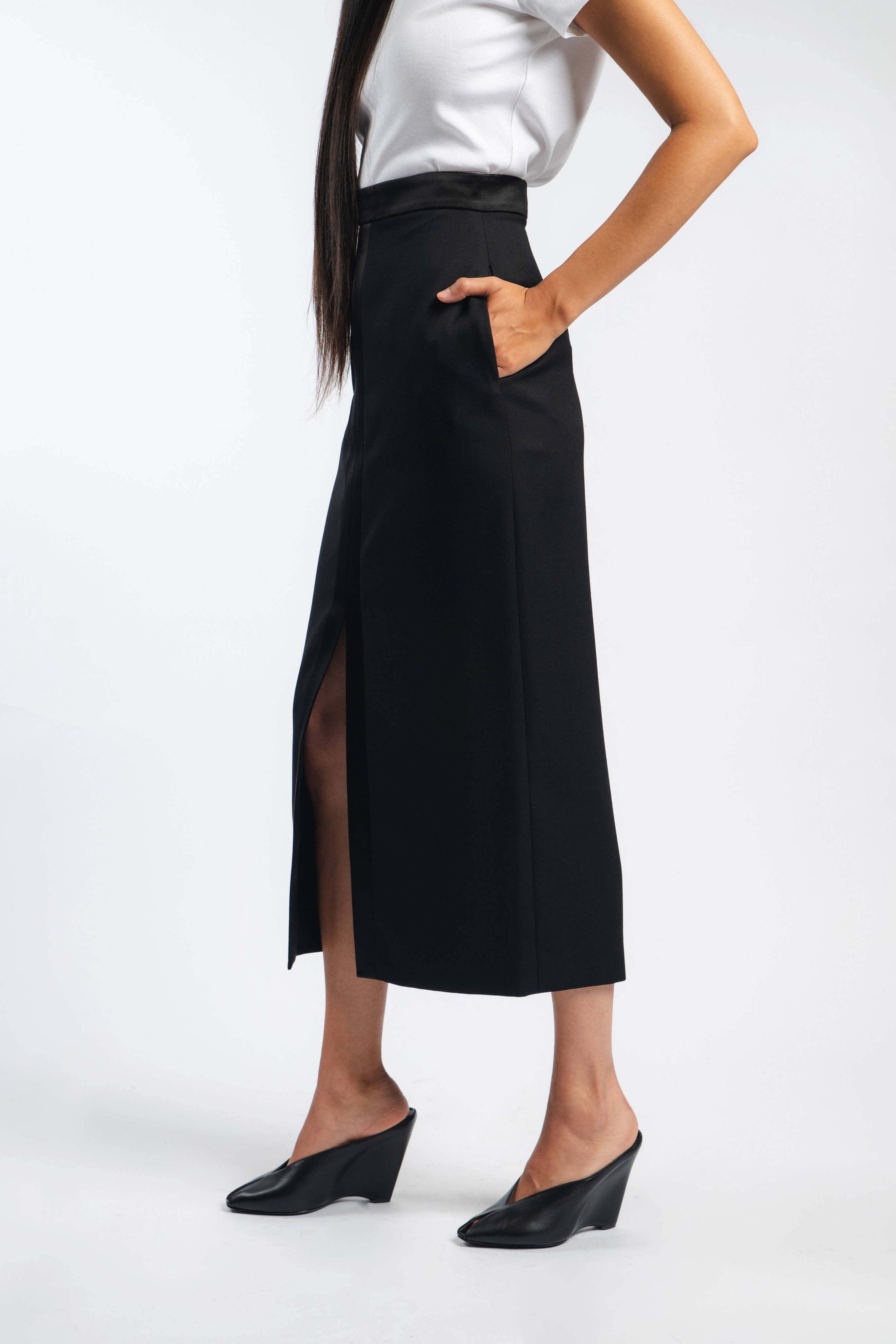 Urban Fashion button detail Tuxedo Skirt