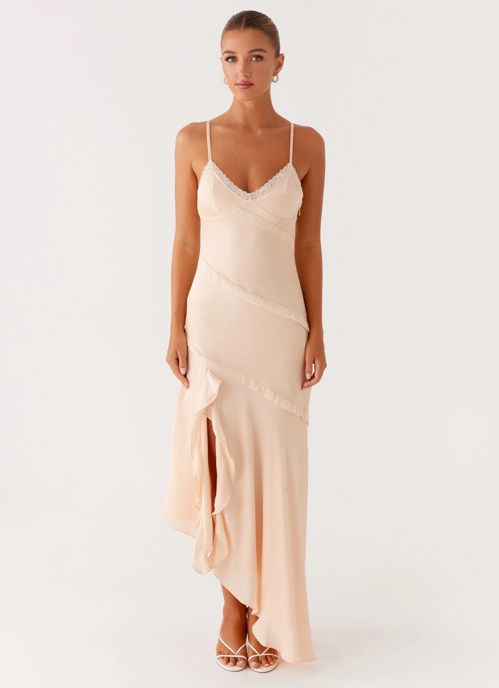 Solana Maxi Dress - Peach Artistic Shape Crisp Finish