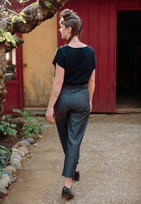 Perfect Pant 2.0 in Polka Dot Denim Travel Fit Sporty Chic