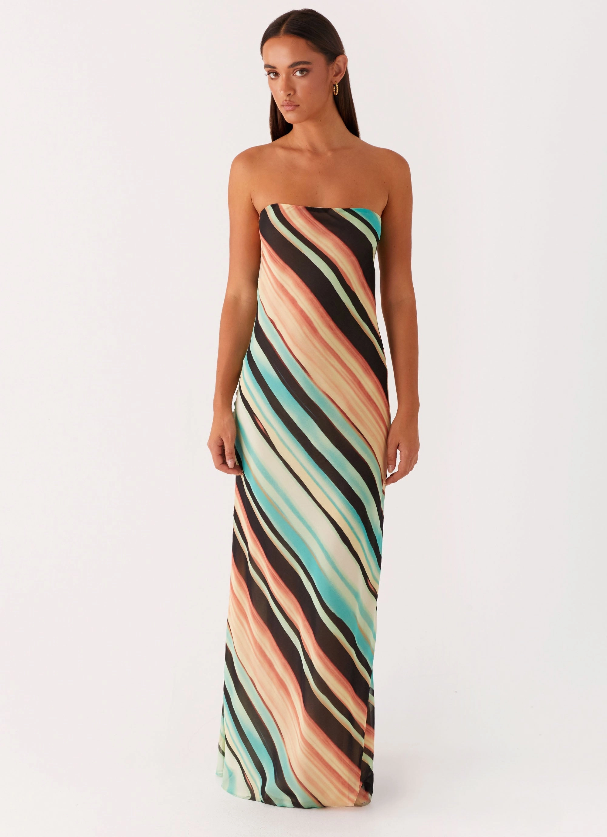 Soft Mesh Como Maxi Dress - Stripe