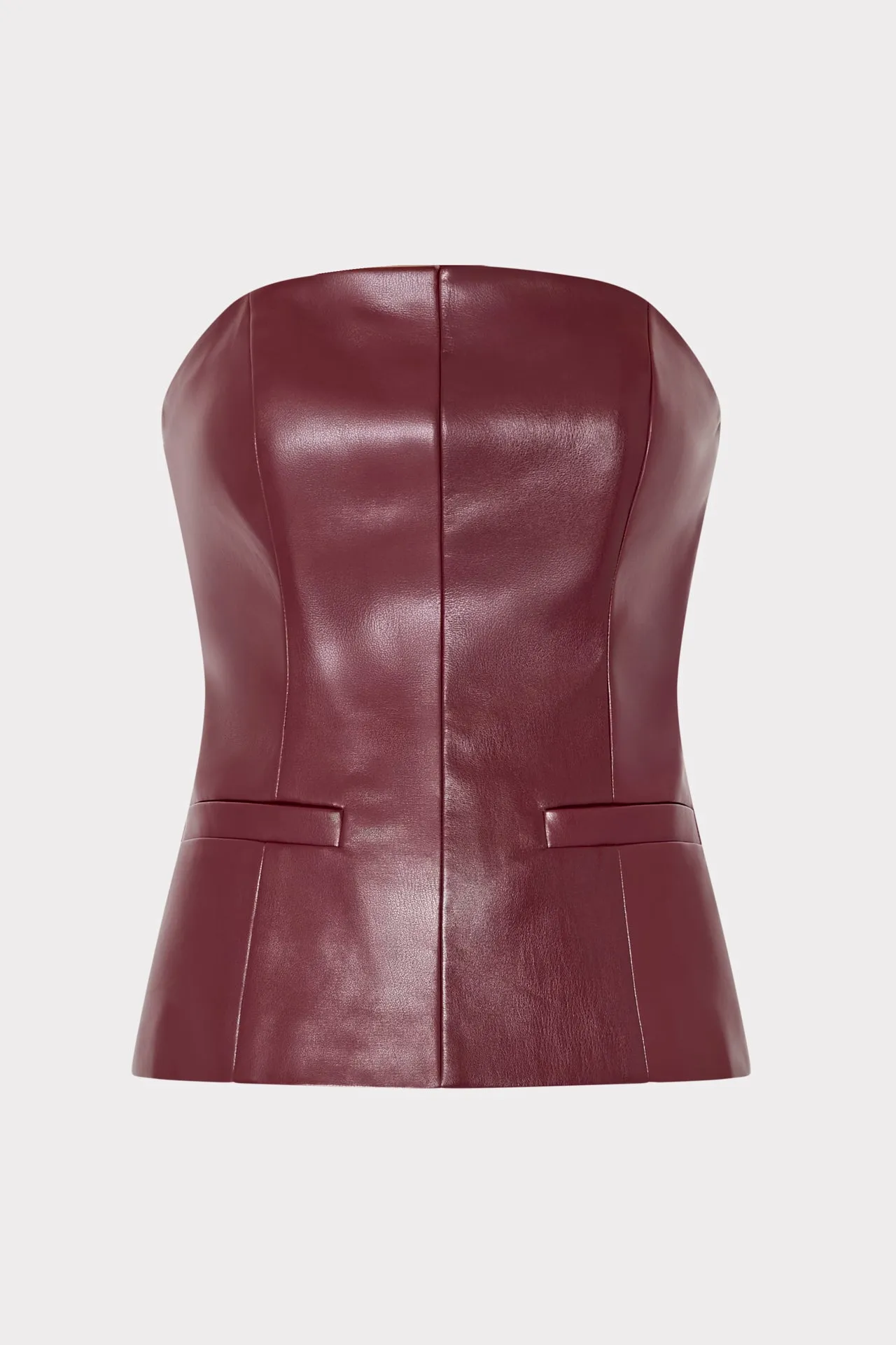 Vegan Leather Strapless Top Reflective Accent Trim AntiPill Surface