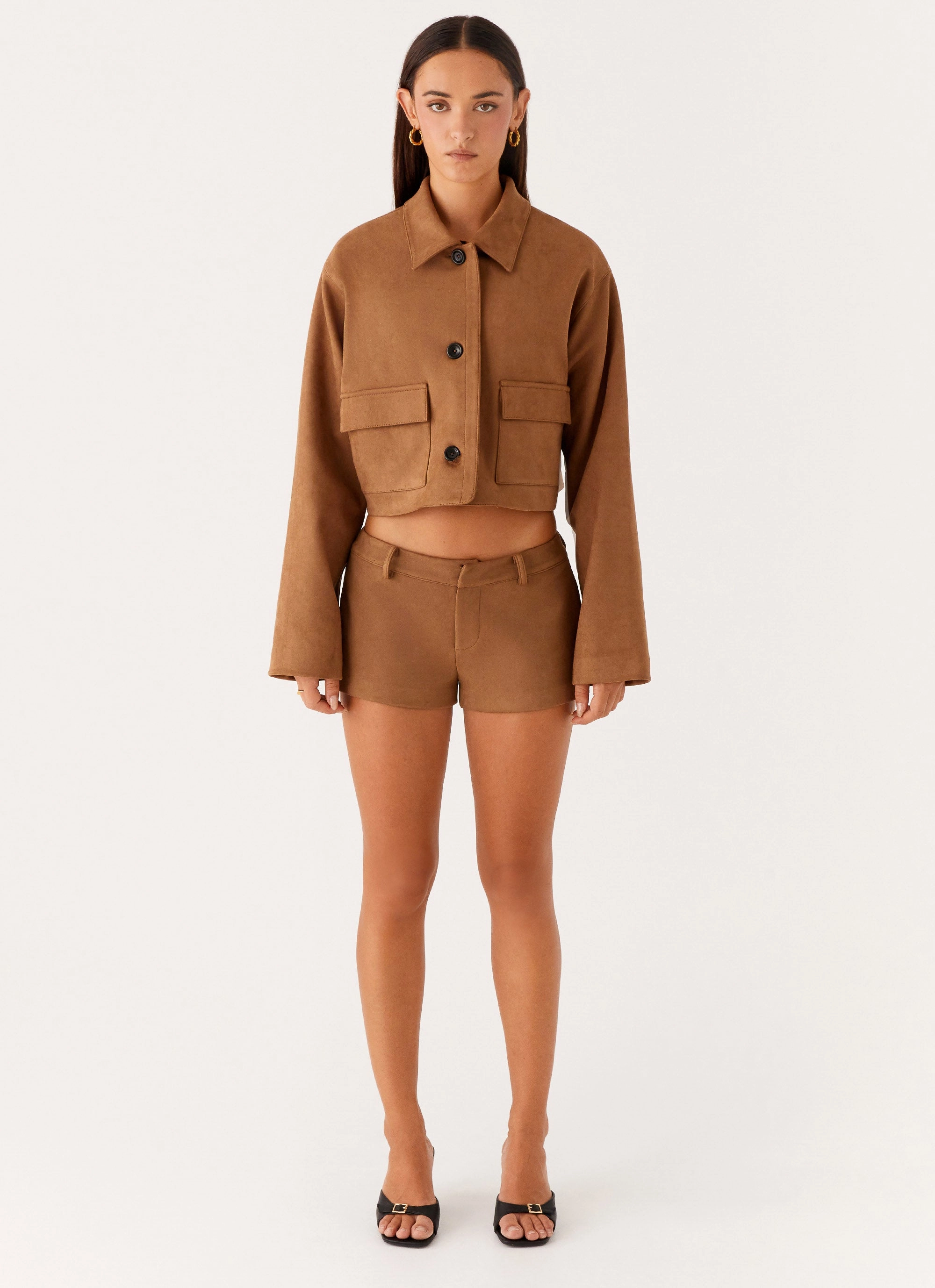 Gio Mini Shorts - Brown All-Purpose Wear TearResistantPanels