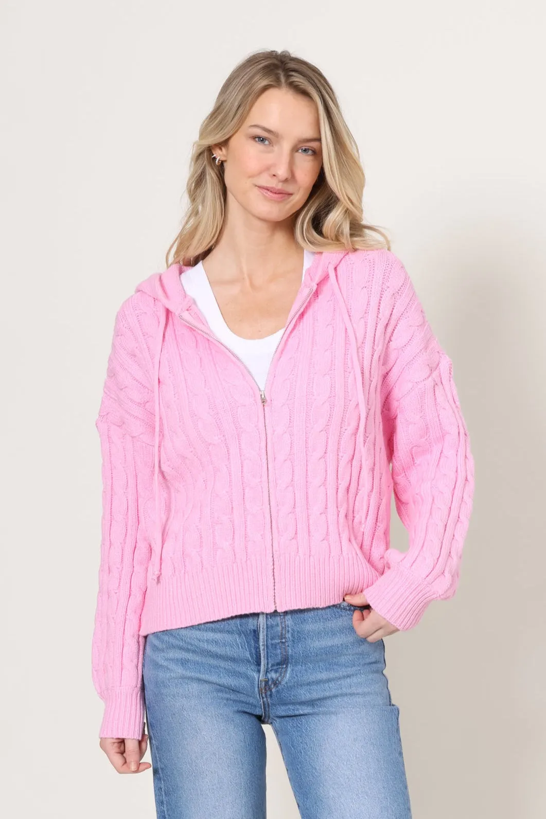 Chalet Cable Zip Up Sweater MultiPocket Ultraviolet Protection Fabric
