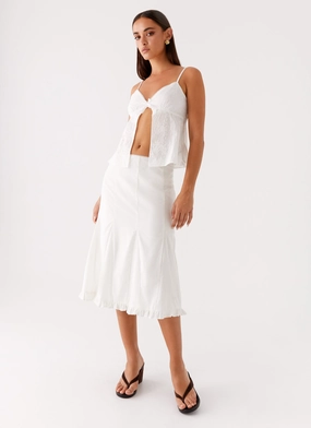 Alec Midi Skirt - White Vibrant Touch
