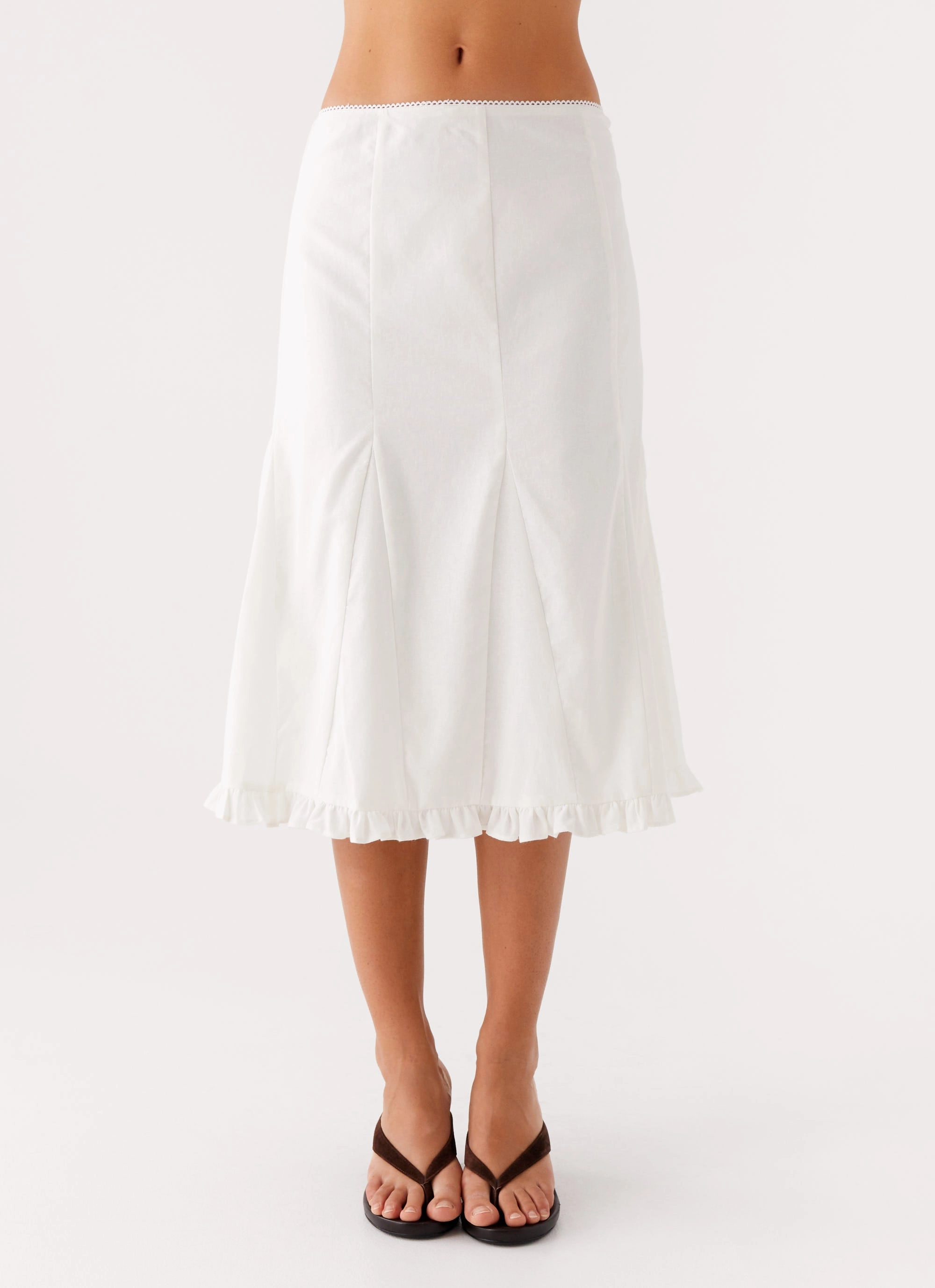 ruffle trim Alec Midi Skirt - White