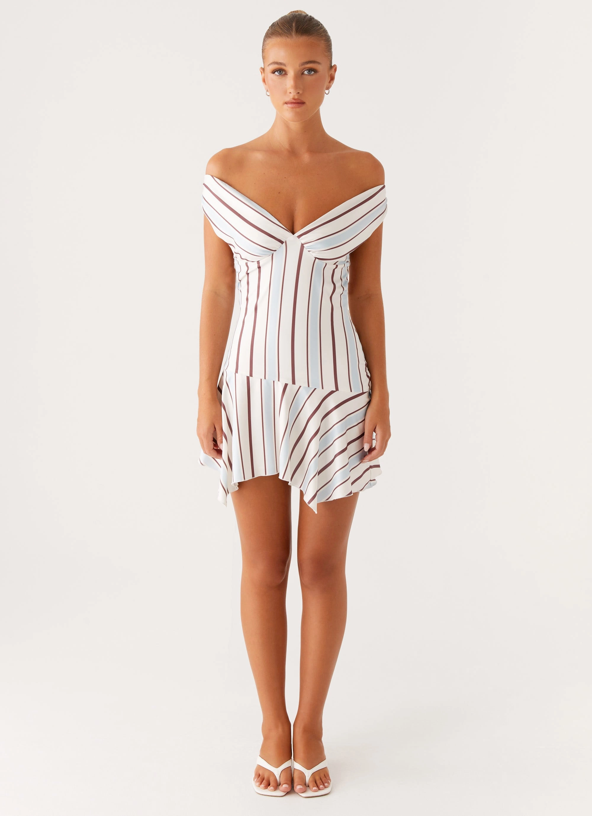 Daily Mood Ankle length Kirby Mini Dress - Blue Stripe