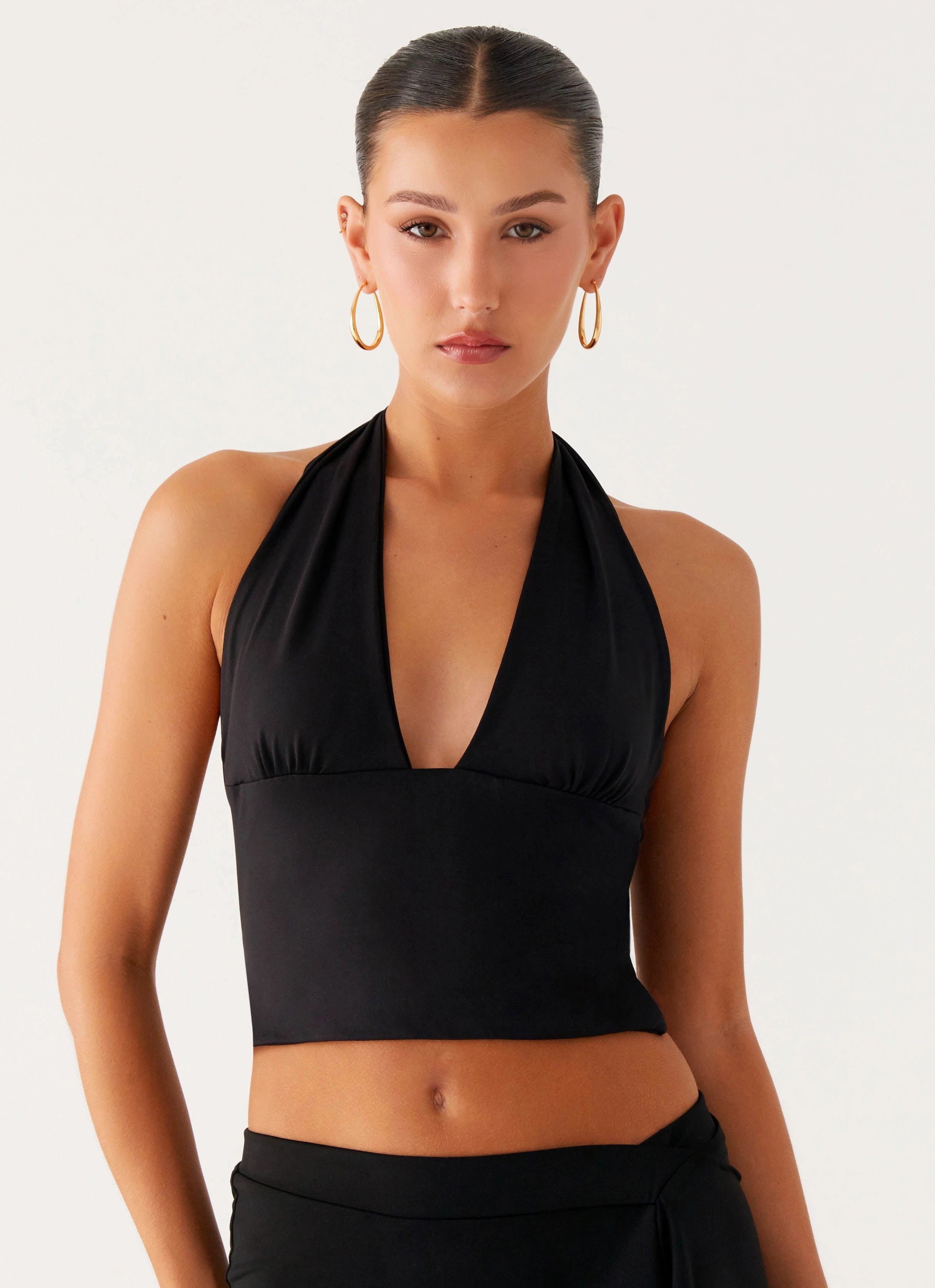StretchFit Fade Out Hardwear Halter Top - Black