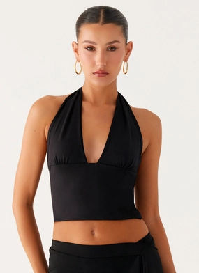 StretchFit Fade Out Hardwear Halter Top - Black
