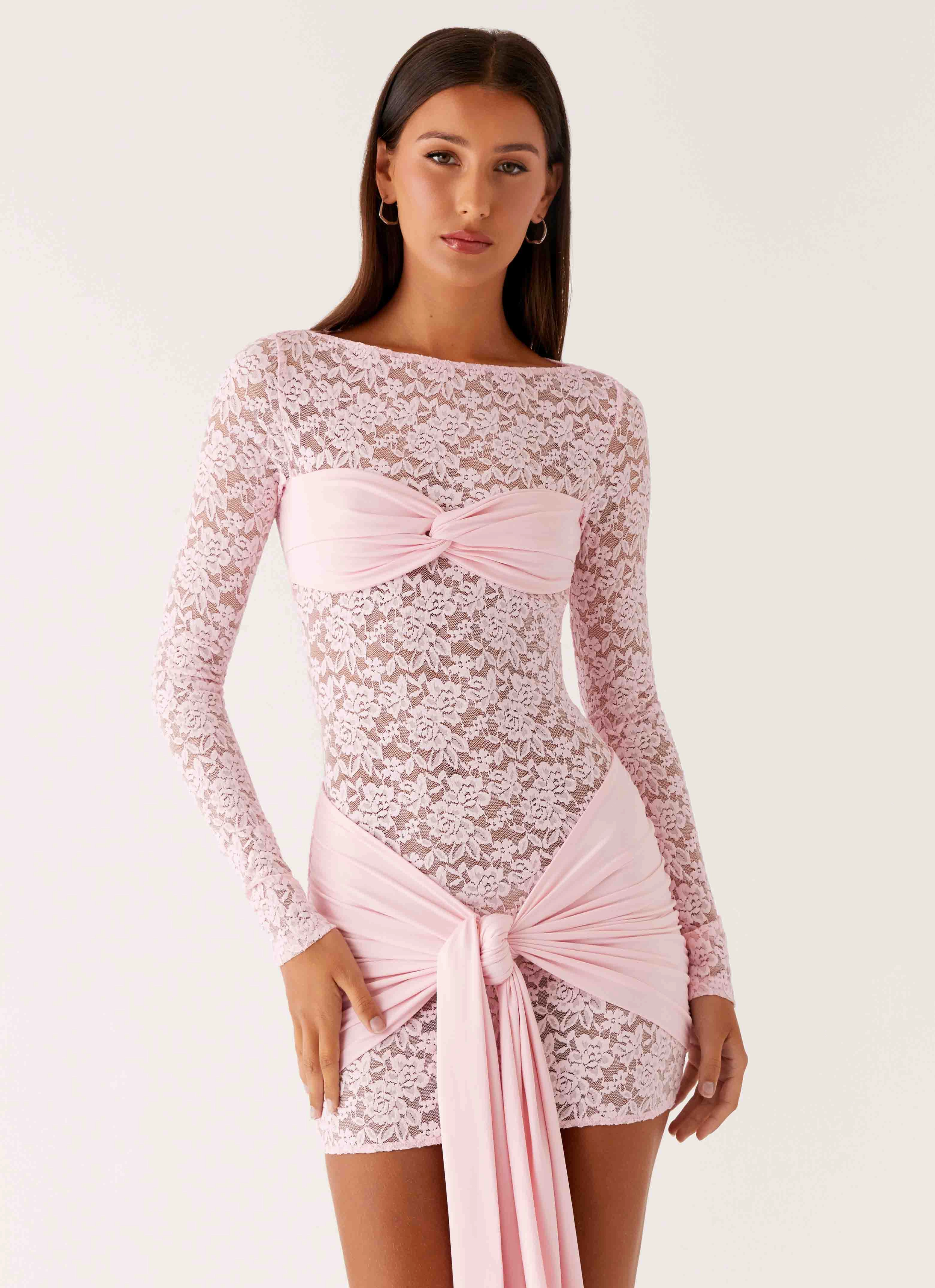 Urban Edge Statement Look Consie Long Sleeve Mini Dress - Pink