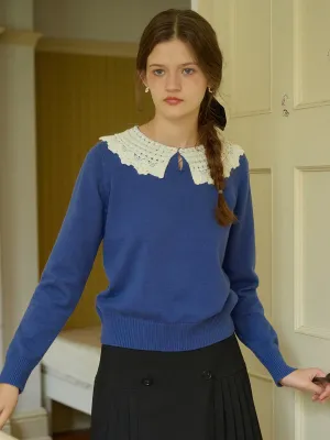 StretchComfortDesign QuickRelease ??Final Sale??Winnie Round Neck Blue Sweater