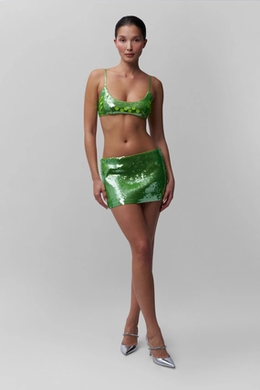 Sequin Mini Skirt Crisscross Back Modern Details