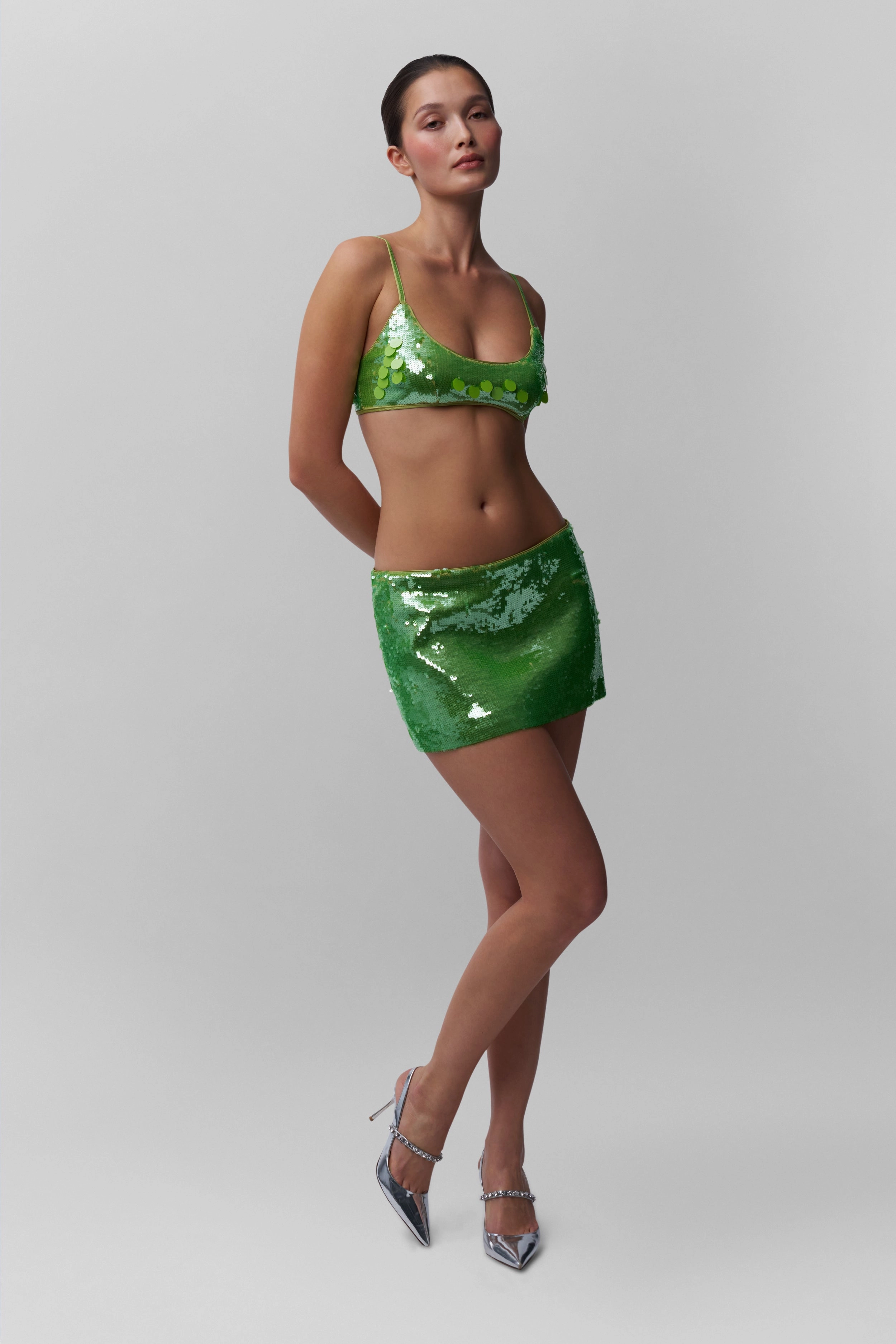 Embossed Detail Day Ready Sequin Mini Skirt