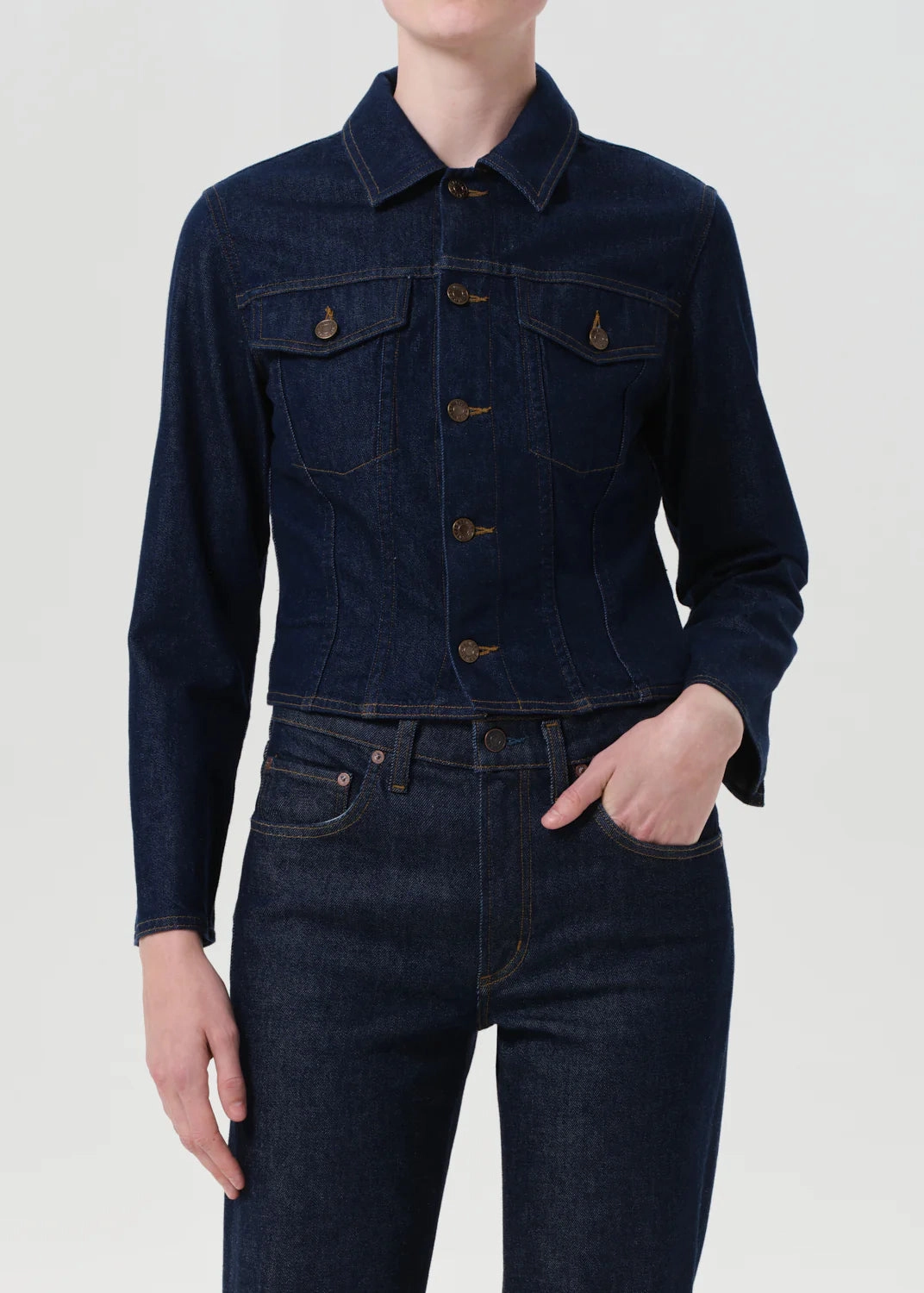 Contoured Jacket in Rinse Anti Snag Zipper Pulls