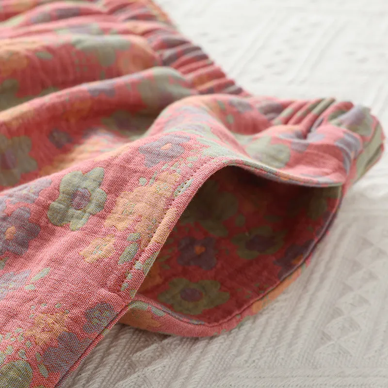 Contrast Plum Blossom AOP Pajama Set