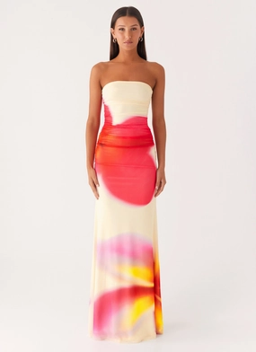 Iroha Strapless Maxi Dress - Frangipani Yellow Flattering Silhouette Wear