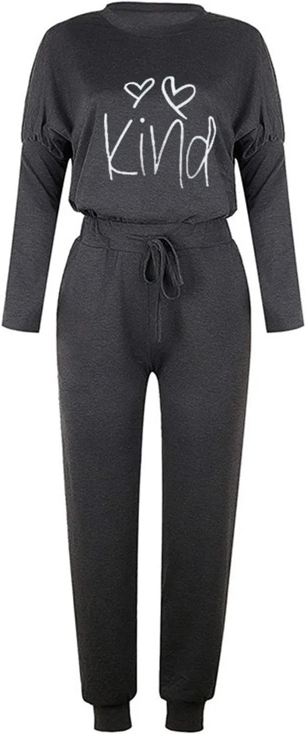 cooki Pajama Sets for Women 2 Piece Long Sleeve Top and Drawstring Pants Lounge Set 2 Piece Outfits Sleepwear and Loungewear