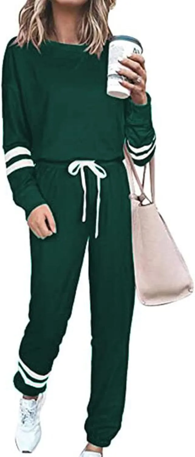 cooki Women's Pajama Sets Casual Lounge Set Women's Pajamas Long Sleeve Top and Drawstring Sweatpants Sleepwear Pjs Set