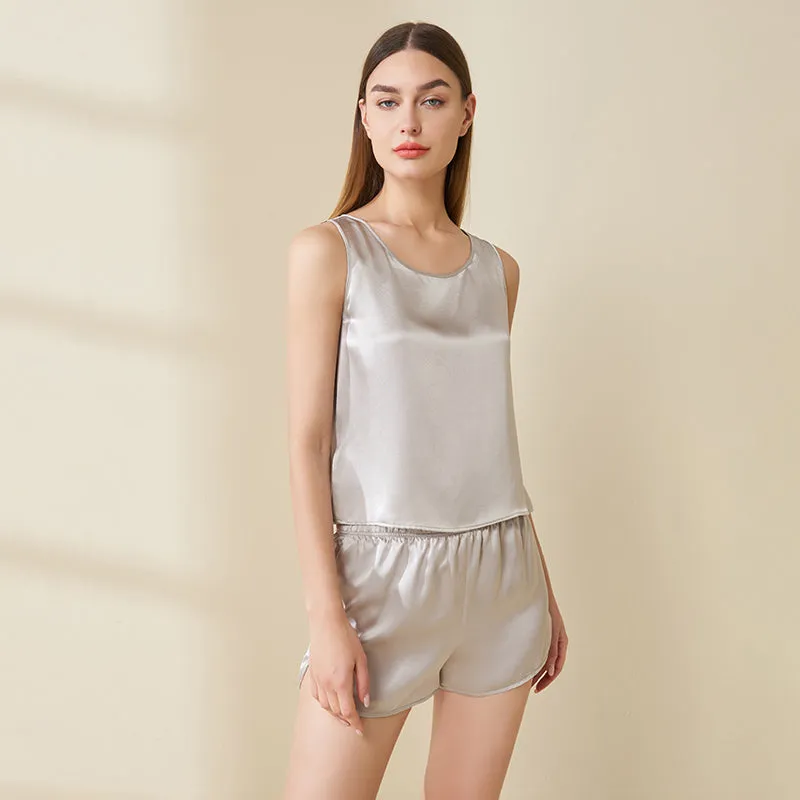 Cool Summer Silk Camisole Set 100% Mulberry Silk Tank And Shorts Set Silk Sleepwear