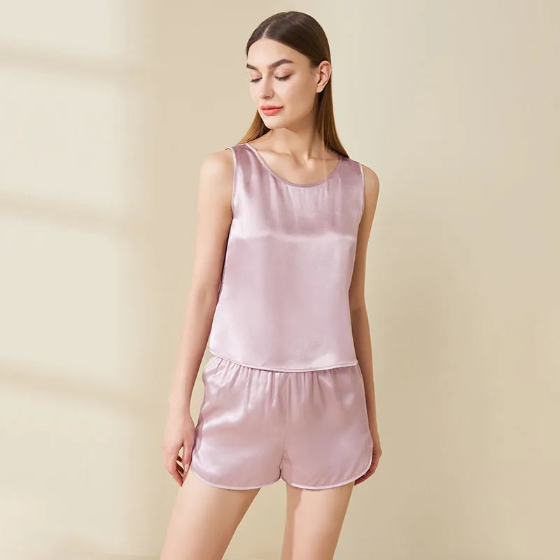 Cool Summer Silk Camisole Set 100% Mulberry Silk Tank And Shorts Set Silk Sleepwear