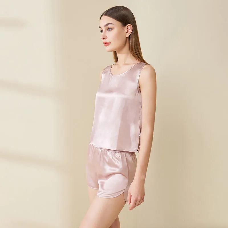 Cool Summer Silk Camisole Set 100% Mulberry Silk Tank And Shorts Set Silk Sleepwear