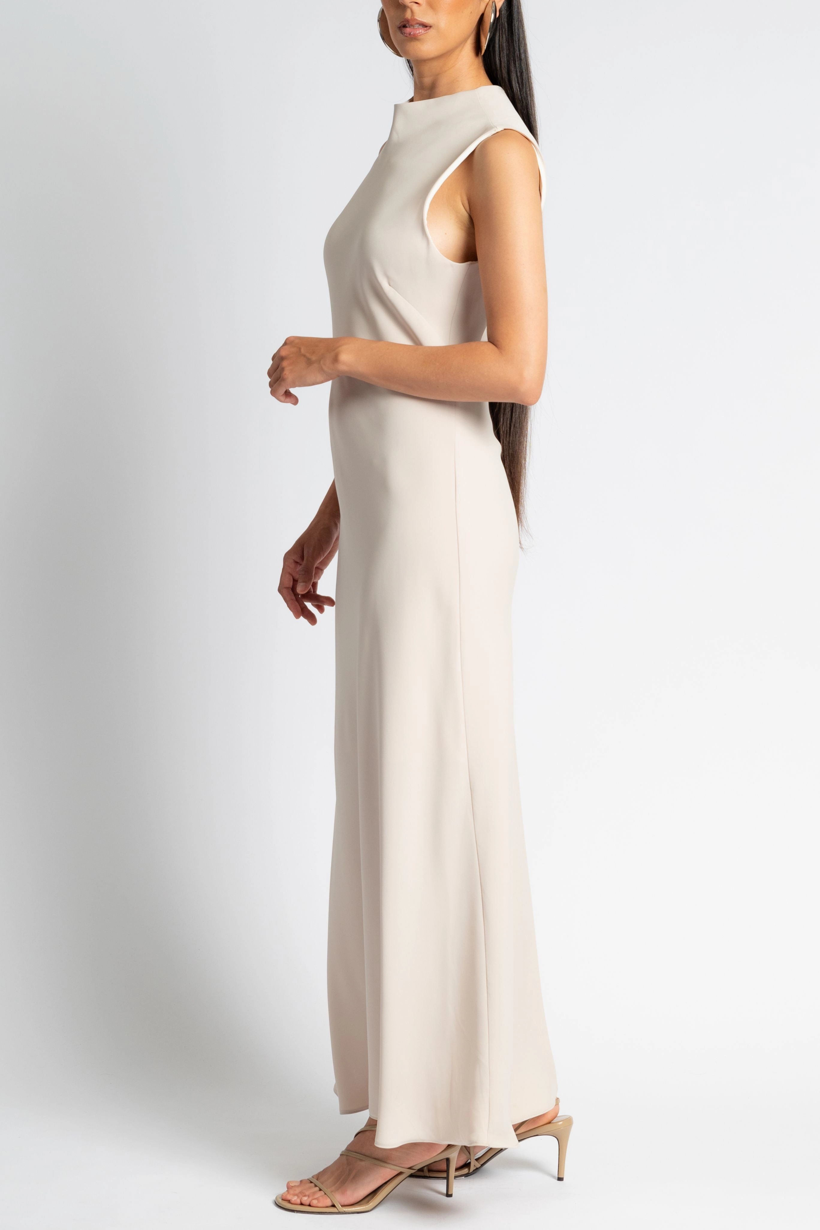 Bias Crepe Dress Belt Waist Night Charm