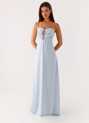Zelda Maxi Dress - Blue Perfectly Fit Look Layered Texture