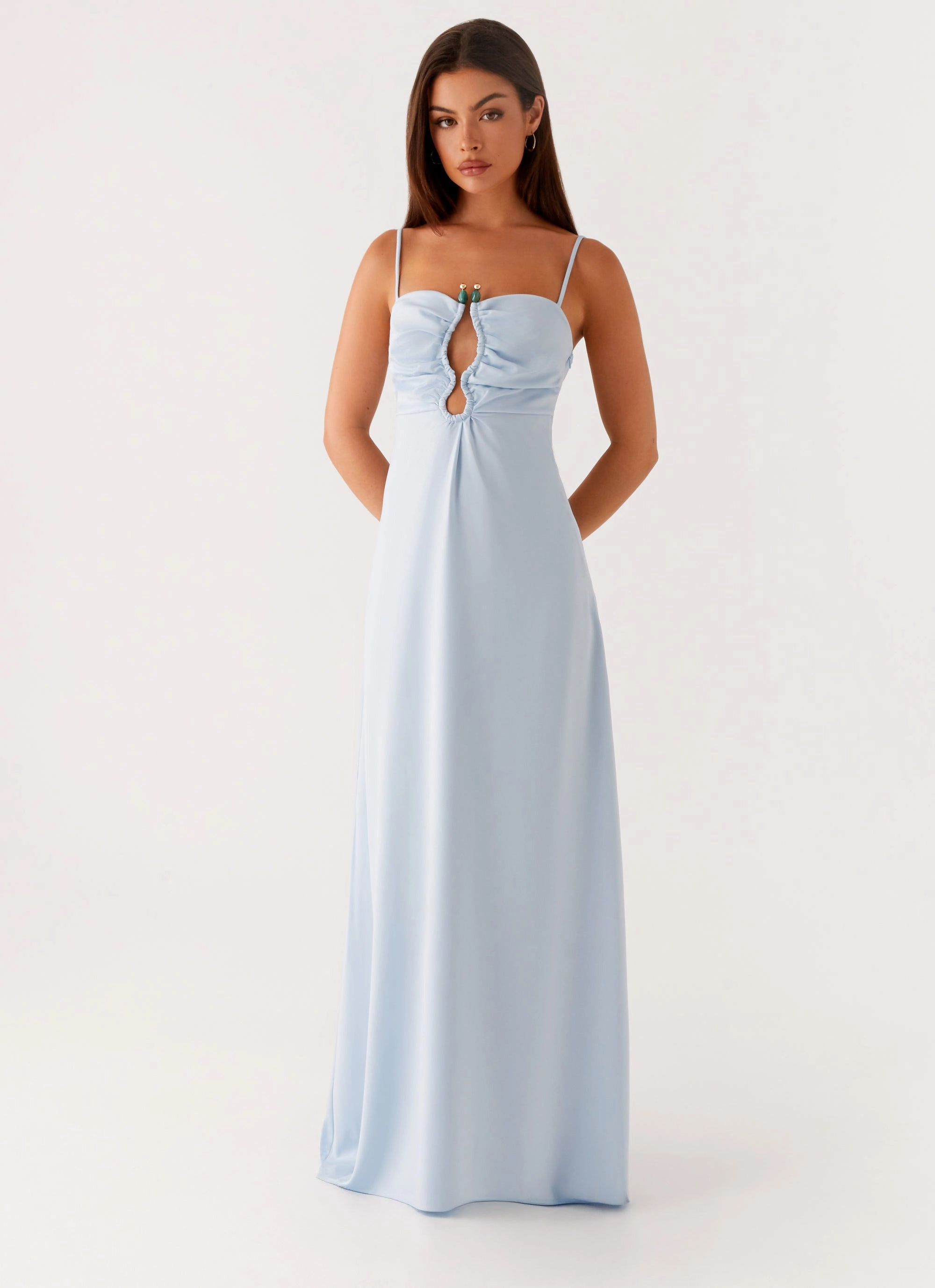 Zelda Maxi Dress - Blue Perfectly Fit Look Layered Texture