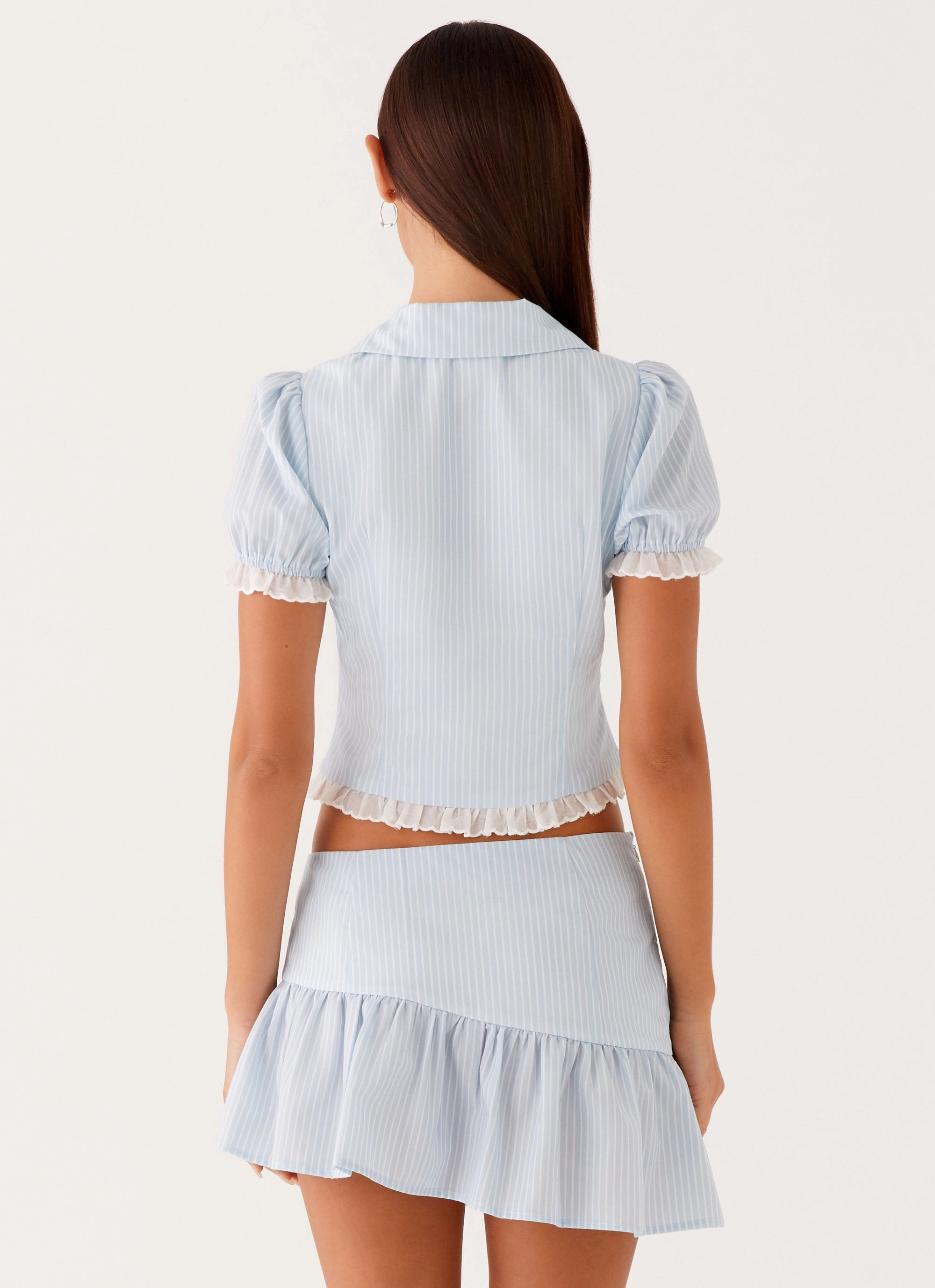 Bennett Mini Skirt - Blue White Stripe Day Ready Emerging Designer