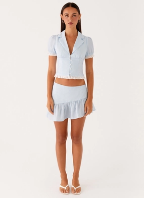 casual finish Signature Line Bennett Mini Skirt - Blue White Stripe
