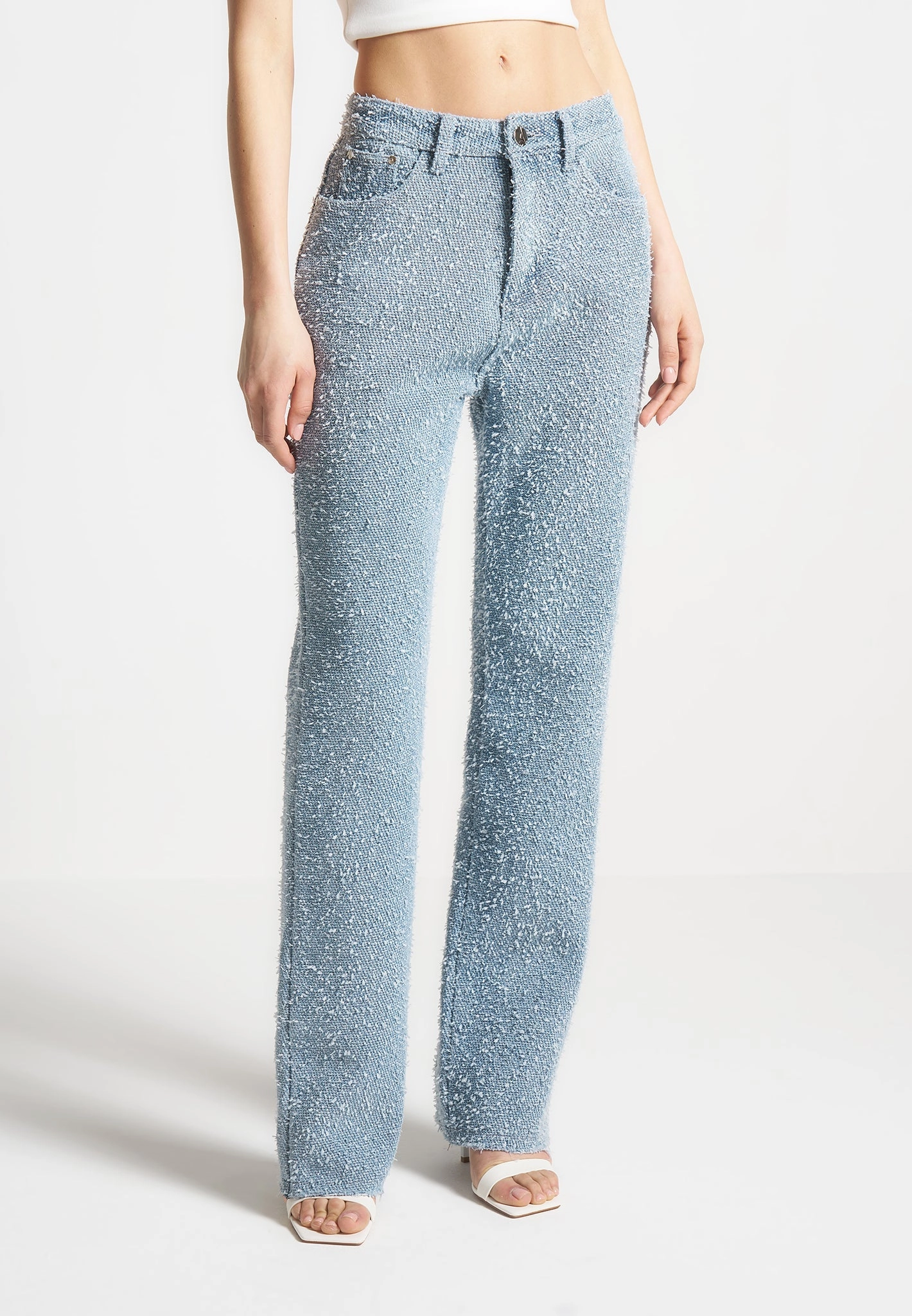 Classic Appeal Comfy Design Style Sara - Boucle Straight Leg Jeans - Light Blue