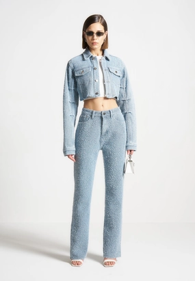 Utility Look Crisp Look Sara - Boucle Straight Leg Jeans - Light Blue