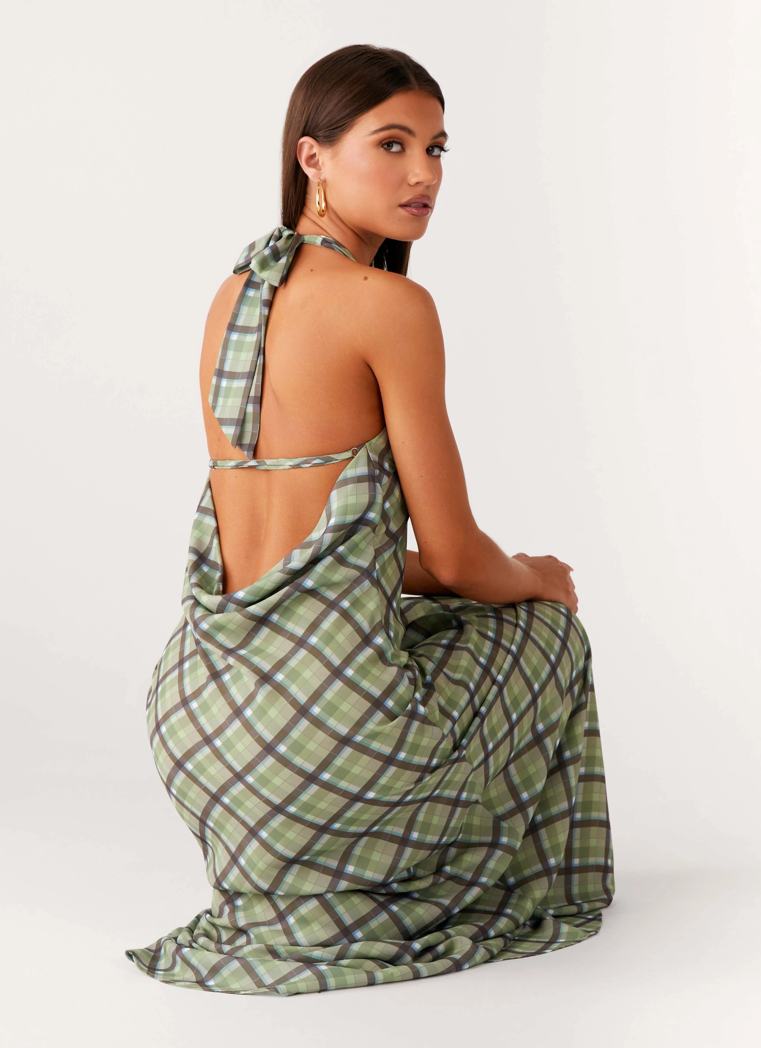 Flowy casual dress Coralie Maxi Dress - Cedar Check