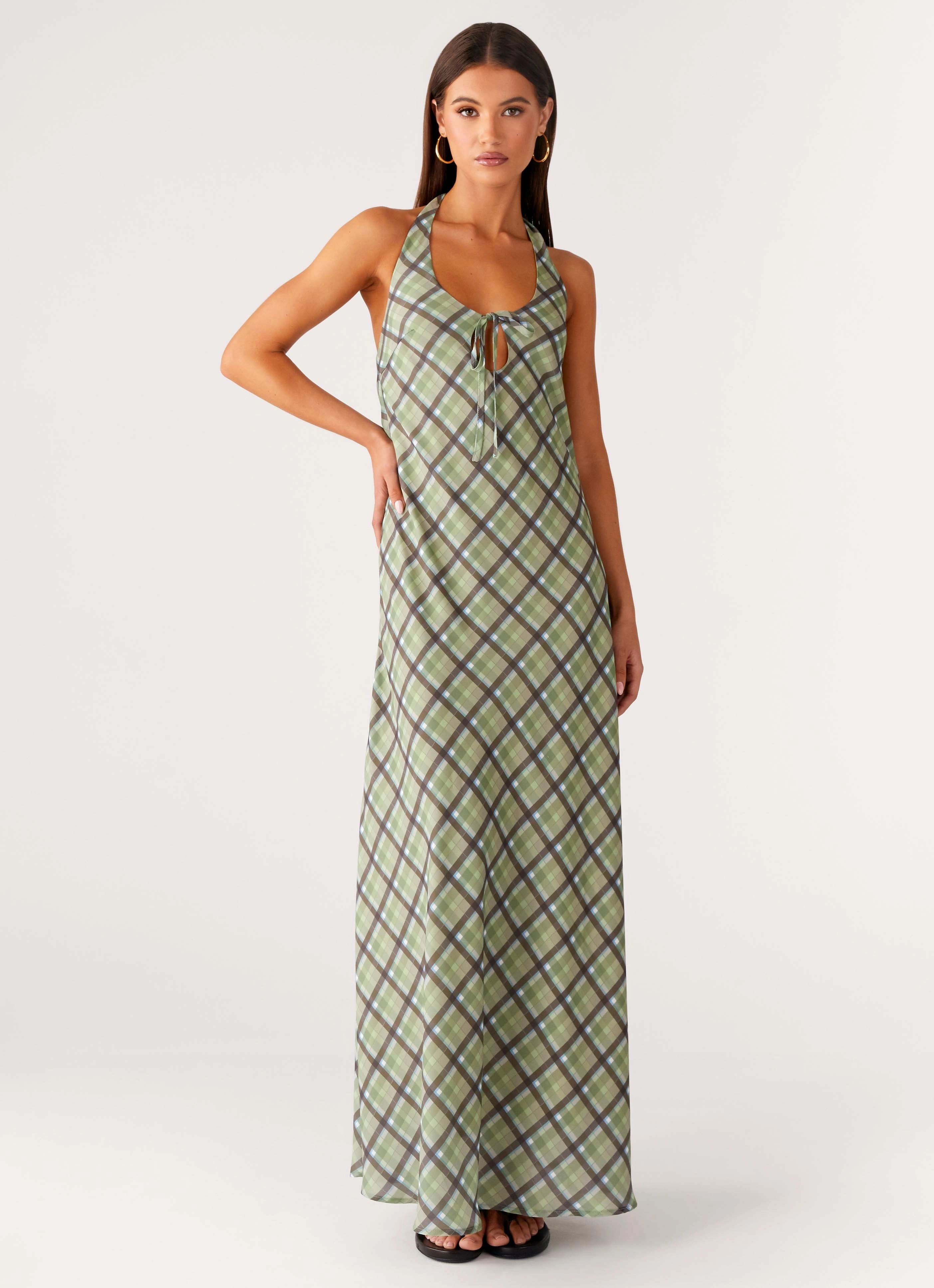 Active Moments Zip Closure Coralie Maxi Dress - Cedar Check