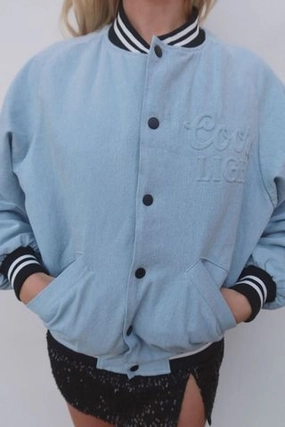 Durable Color Retention Stretch Enhanced Mobility Zones Coors Light Ghost Stadium Jacket - Chambray Blue
