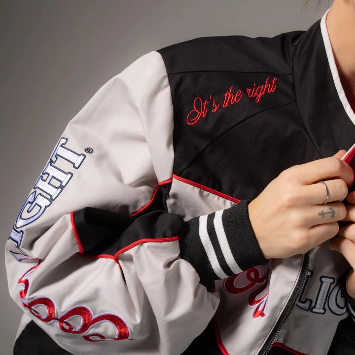 Coors Light Official Team Racing Jacket- Black ReinforcedElasticHem Climate Adaptive Design