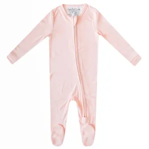 Copper Pearl Zip Up Footie - blush