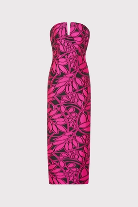 Judith Pink Palm Jacquard Dress Eye Appeal Style Blend